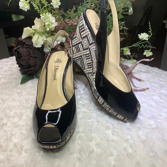 J. Renee Neely Slingback Wedge 8W NWT - Picture 1 of 9